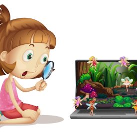 Fairy tale on computer screen illustration